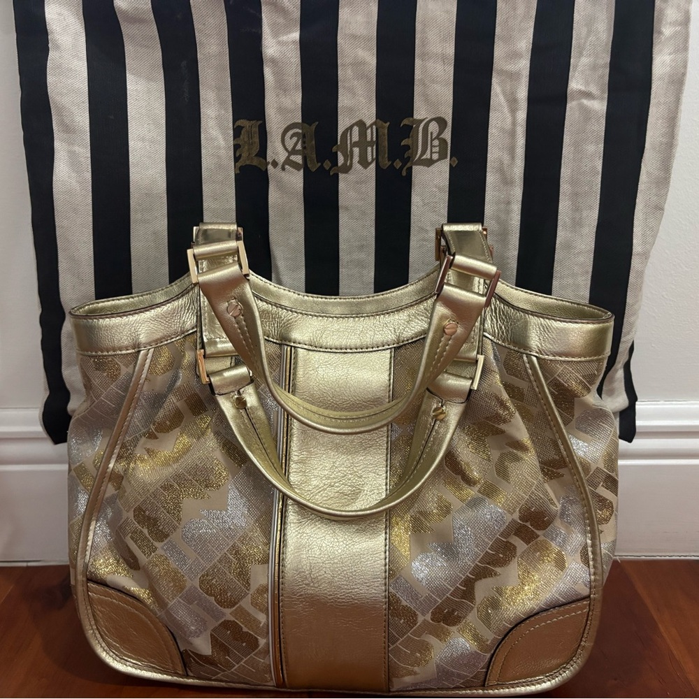 L.A.M.B. Metallic Gold and Silver Shoulder Bag